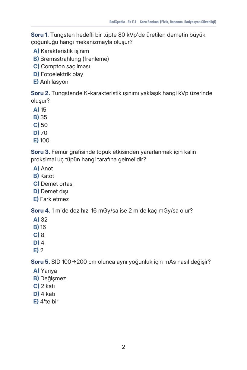 Ek E.1 · Fizik, Donanım ve Radyasyon Güvenliği — Sayfa 2