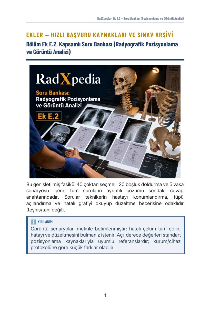 Ek E.2 · Radyografik Pozisyonlama ve Görüntü Analizi — Sayfa 1