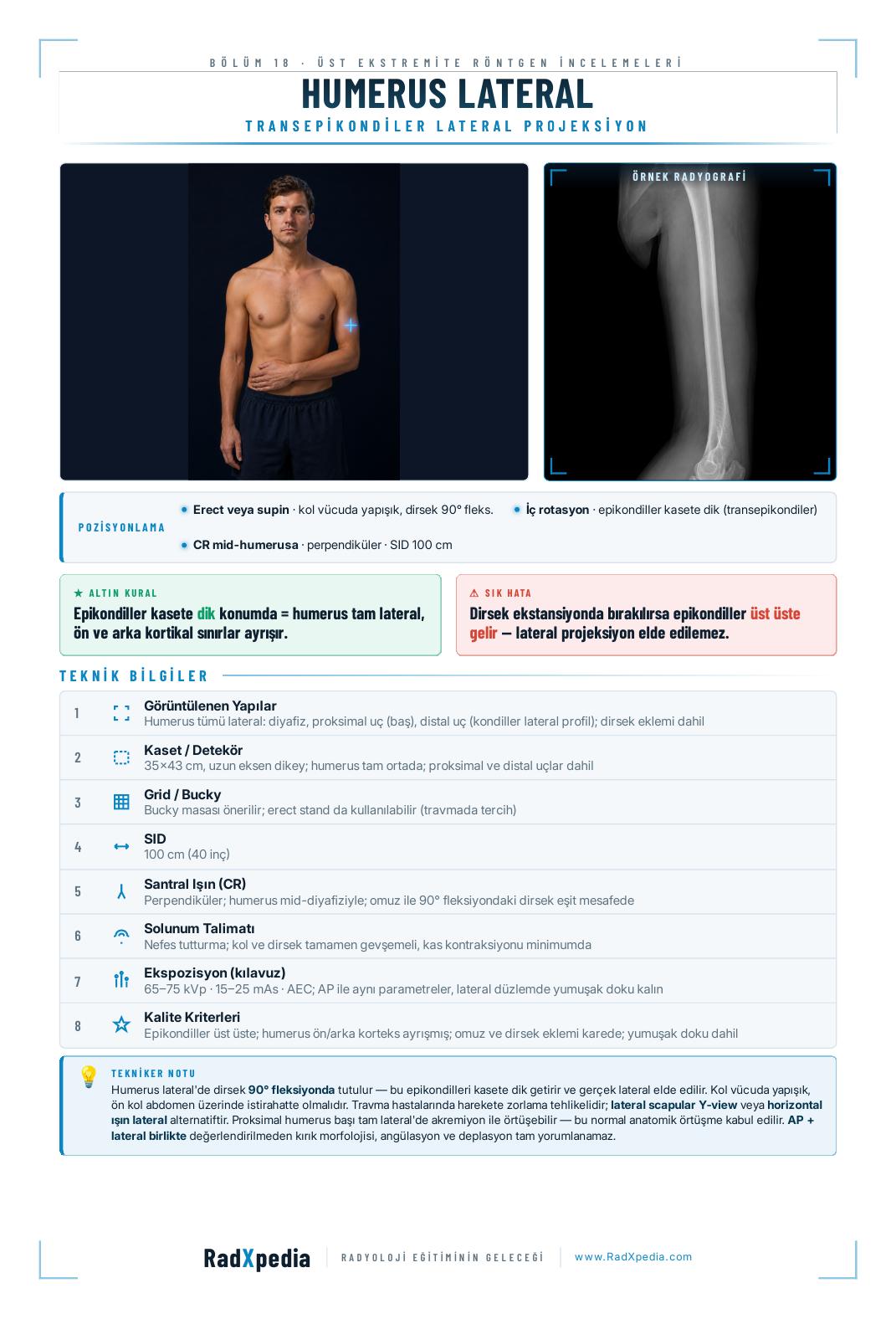 Humerus Lateral pozisyon kartı